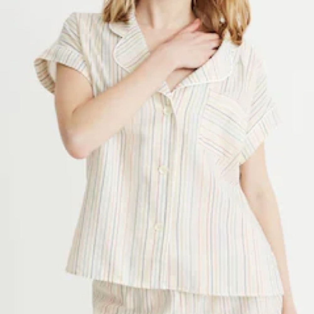 Madewell Bedtime Pajama Top Rainbow Stripe XXS